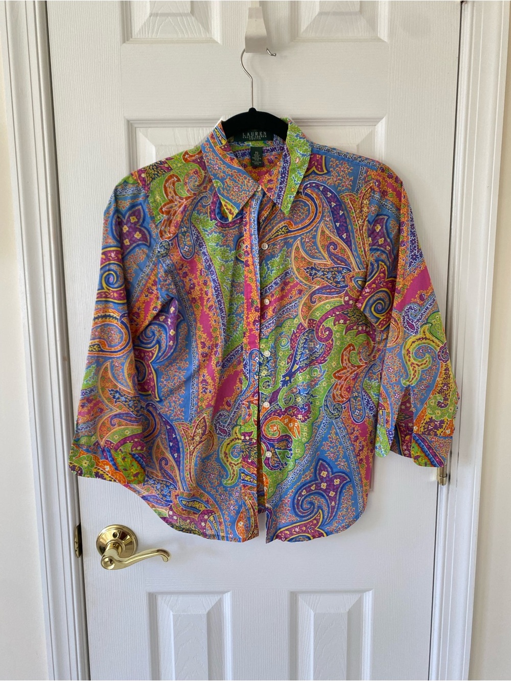 Ralph Lauren Multicolor Paisley Button-Down Shirt — Green, Pink & Blue